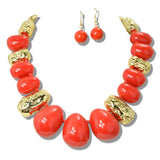 113263, CHUNKY ORGANIC NUGGET AND HAMMERED BARREL NECKLACE