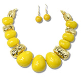 113263, CHUNKY ORGANIC NUGGET AND HAMMERED BARREL NECKLACE