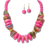 113265, CHUNKY TERRAZZO RESIN BEADED STATEMENT NECKLACE
