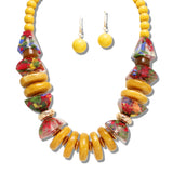 113265, CHUNKY TERRAZZO RESIN BEADED STATEMENT NECKLACE