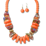 113265, CHUNKY TERRAZZO RESIN BEADED STATEMENT NECKLACE