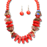 113265, CHUNKY TERRAZZO RESIN BEADED STATEMENT NECKLACE
