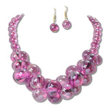 113266, TRANSLUCENT BUBBLE BEAD STATEMENT NECKLACE
