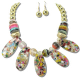 113271, CONFETTI TERRAZZO TEARDROP RESIN STATEMENT NECKLACE