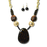 113273, CHUNKY LEOPARD PRINT RESIN ACRYLIC BEAD NECKLACE