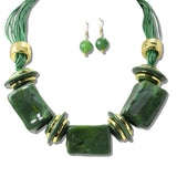 113275, CHUNKY MARBLED BLOCK STATEMENT COLLAR NECKLACE