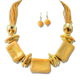 113275, CHUNKY MARBLED BLOCK STATEMENT COLLAR NECKLACE