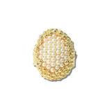113279, TEXTURED CAVIAR AND FAUX PEARL STRETCH RING