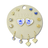 113292, CHINOISERIE FLORAL AND HEART 7 PAIR EARRING SET