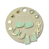 113293, WESTERN ENAMEL COWBOY BOOT AND HORSESHOE 7 PAIR EARRING SET