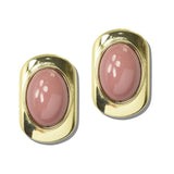 113298, GOLD TONE OVAL CABOCHON STUD EARRINGS