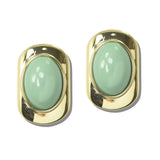 113298, GOLD TONE OVAL CABOCHON STUD EARRINGS