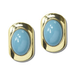 113298, GOLD TONE OVAL CABOCHON STUD EARRINGS