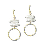 113299, BAROQUE PEARL AND GOLD CIRCLE DROP EARRINGS