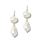 113300, TWO TIER BAROQUE PEARL DROP EARRINGS