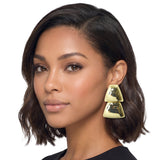 113311, TWO TIER METALLIC TRAPEZOID STATEMENT EARRINGS