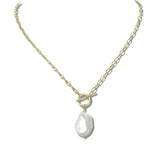113315, BAROQUE PEARL PENDANT TOGGLE CHAIN NECKLACE