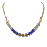 113318, GOLD DIPPED ACCENT GLASS BEADED LEATHER CORD NECKLACE