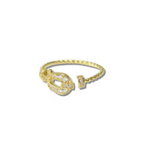 113321, 14K GOLD DIPPED CZ BUCKLE OPEN ADJUSTABLE RING