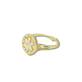 113322, 14K GOLD DIPPED CZ MARQUISE FLORAL OPEN ADJUSTABLE RING