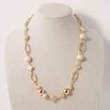 113326, HAMMERED CROSS AND TEXTURED LINK STATION NECKLACE