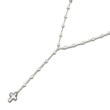 113341, MOTHER OF PEARL STYLE CROSS ROSARY Y-NECKLACE