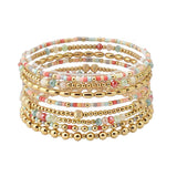 113351, MULTI ROW MIXED BEAD STRETCH BRACELET SET