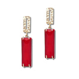 113352, TEXTURED GEOMETRIC POST AND FACETED RECTANGLE DROP EARRINGS