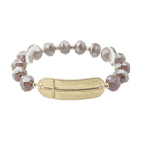 113354, SIDEWAYS CROSS ID PLATE BEAD STRETCH BRACELET