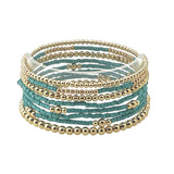113355, DAINTY BALL AND MIXED BEAD STRETCH BRACELET SET