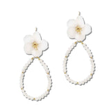 113357, BLOSSOM AND FACETED BEAD TEARDROP DROP EARRINGS