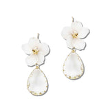 113359, BLOSSOM AND FACETED TEARDROP CRYSTAL DROP EARRINGS