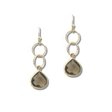 113361, INTERLOCKING CIRCLE FACETED TEARDROP DROP EARRINGS