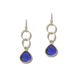 113361, INTERLOCKING CIRCLE FACETED TEARDROP DROP EARRINGS
