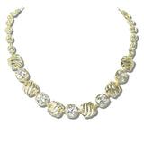 113373, 14K GOLD PLATED CUSHION CZ ACCENT RIBBED STATION NECKLACE