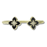 113376, 14K GOLD PLATED PAVE CZ ACCENT QUATREFOIL OPEN CUFF BRACELET