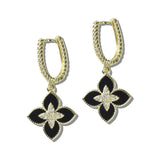 113377, 14K GOLD PLATED PAVE CZ ACCENT QUATREFOIL DROP EARRINGS