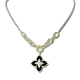 113378, 14K GOLD PLATED PAVE CZ ACCENT QUATREFOIL PENDANT NECKLACE