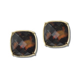 113384, WATER RESISTANT TORTOISE AND LEOPARD PRINT CUSHION STUD EARRINGS