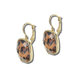 113385, WATER RESISTANT FACETED LEOPARD AND TORTOISE PRINT LEVERBACK EARRINGS