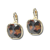 113385, WATER RESISTANT FACETED LEOPARD AND TORTOISE PRINT LEVERBACK EARRINGS