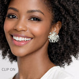 113404, PEARL CLUSTER CLIP ON EARRINGS