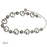 113405, WESTERN HORSE HEAD AND FLORAL CONCHO CHAIN BELT