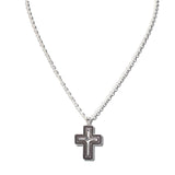 113431, TEXTURED LAYERED CROSS PENDANT NECKLACE