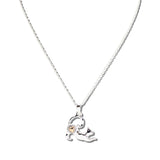 113435, SCULPTED CAT AND HEART PENDANT NECKLACE