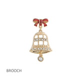 113441, CHRISTMAS ENAMELED RED BOW AND CRYSTAL BELL BROOCH