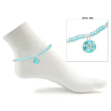 113443, ENAMEL SAND DOLLAR CHARM FROSTED BEADED STRETCH ANKLET