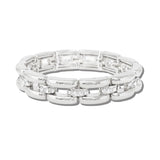 113448, CLASSIC LINK AND RHINESTONE STATION STRETCH BRACELET