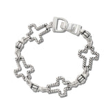 113459, ROPE TEXTURED OPENWORK CROSS MAGNETIC LINK BRACELET