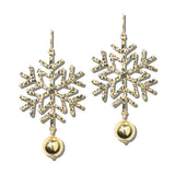 113467, CHRISTMAS HAMMERED SNOWFLAKE AND BEAD DROP EARRINGS
